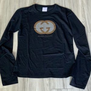 🙀Gucci Promotional Large Cotton Long Sleeve Black T Shirt Unisex